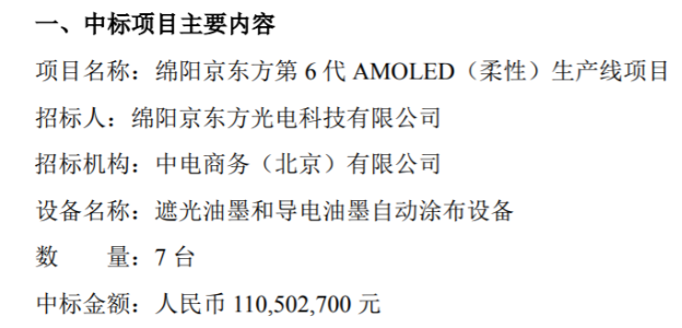 1.11亿元！鑫三力中标绵阳京东方第6代AMOLED（柔性）生产线项目